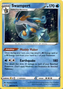 SWAMPERT 064/264 HOLO R FUSION STRIKE POKEMON HOLO MP - Image 1
