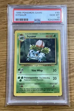 1999 Pokemon Unlimited Base Set Ivysaur #30 PSA 10 GEM MINT - Image 1