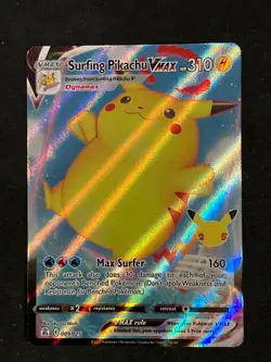 Surfing Pikachu VMAX 009/025 Holo VMAX Rare Celebrations Pokemon Near Mint - Image 1