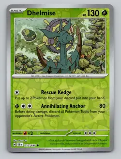 Reverse Holo Dhelmise 010/191 Common Surging Sparks Pokemon - Image 1