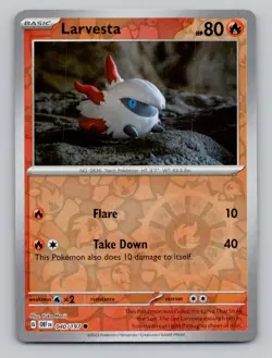 Reverse Holo Larvesta 040/197 Common Obsidian Flames Pokemon - Image 1