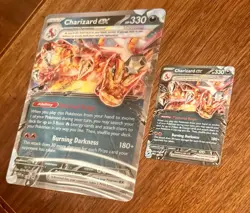 Charizard ex 196 Holo Rare Promo Pokemon Card + Oversized Jumbo Card Bonus! - Image 1