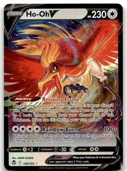 Ho-Oh V 140/195 Holo V Rare Silver Tempest Pokemon Lightly Played - Image 1