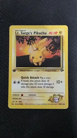 Pokemon TCG Lt. Surge's Pikachu 1st Edition Gym Challenge 84/132 Regular 40 HP … - Image 1