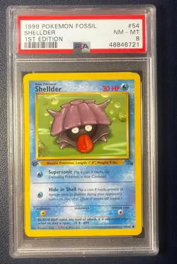 First Edition 1999 Pokemon Fossil 54/62 Shellder PSA NM-MT 8 - Image 1