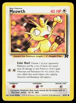MEOWTH 62/82 COMMON TEAM ROCKET POKEMON MP - Image 1