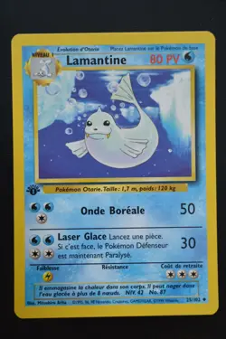 Pokemon TCG DEWGONG 1ST EDITION FRENCH LAMANTINE Base Set 25/102 NM - Image 1