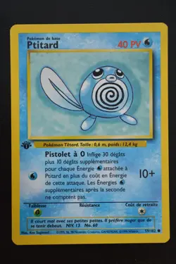 Pokemon TCG POLIWAG 1ST EDITION FRENCH PTITARD Base Set 59/102 NM - Image 1