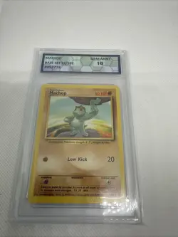 Pokemon TCG Base Set Unlimited. Machop 052/102. PFG 10! - Image 1
