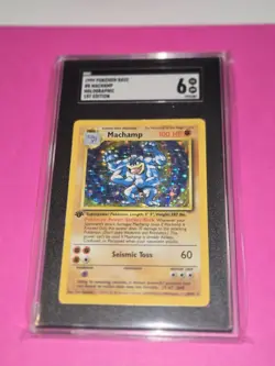 1999 Pokemon Base #8 Machamp Holographic First Edition SGC 6 - Image 1