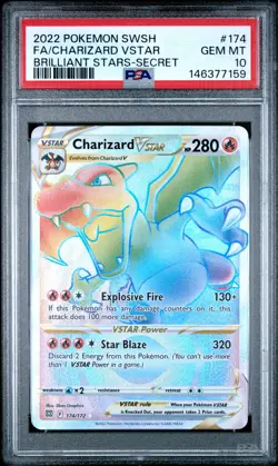 2022 POKEMON SWORD & SHIELD BRILLIANT STARS #174 FULL ART/CHARIZARD VSTAR PSA 10 - Image 1