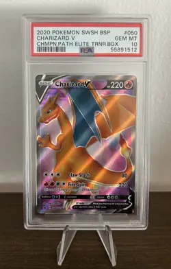 2020 Pokemon Champions Path ETB Promo Charizard V SWSH050 PSA Gem Mint 10 - Image 1