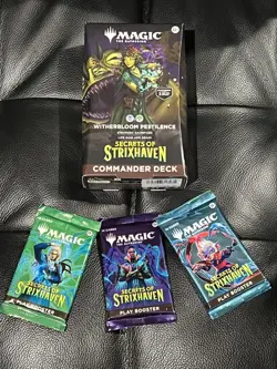 Magic Secrets of Strixhaven Commander Deck, Witherbloom Prestige New + 3 Packs - Image 1