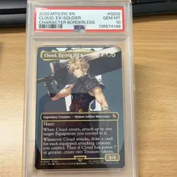 2025 MTG FINAL FANTASY COMMANDER CHARACTER BORDERLESS CLOUD, EX-SOLDIER PSA 10 - Image 1