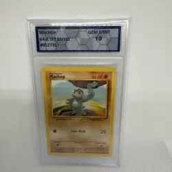Pokemon TCG Machop Base Set Unlimited Common Card 52/102. PFG 10! - Image 1