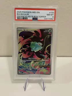 Bulbasaur PSA 8 Stampped BSTR Box Topper 133/132 Pokemon 2025 Mega Evolutions - Image 1