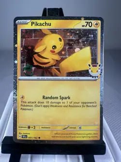 Pokemon TCG Pikachu 051/162 Stamped Pokemon Day 2026 Cosmos Holo SWIRL NM - Image 1