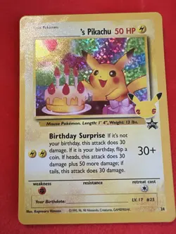 Pokemon Pikachu Stamped Holo 25th Anniversary Promo Birthday Pikachu Holo Rare - Image 2