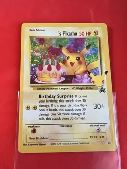 Pokemon Pikachu Stamped Holo 25th Anniversary Promo Birthday Pikachu Holo Rare - Image 3