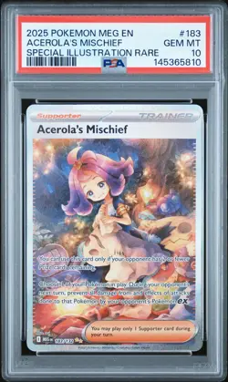 2025 POKEMON MEG EN-MEGA EVOLUTION #183 ACEROLA'S MISCHIEF PSA 10 - Image 1