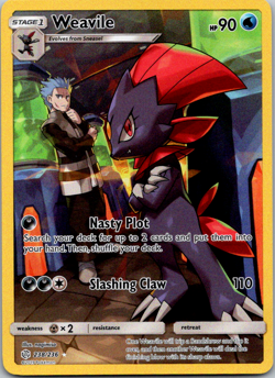 2019 WEAVILE 238/236 COSMIC ECLIPSE Pokemon- SECRET RARE FULL ART HOLO -NM/MINT - Image 1