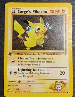 2000 Pokemon Gym Heroes LT SURGES PIKACHU 81/132 LT. PLAYED - FREE SHIP - SC-57 - Image 1