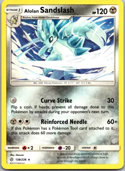 Alolan Sandslash 138/236 Rare Cosmic Eclipse Pokemon Near Mint - Image 1