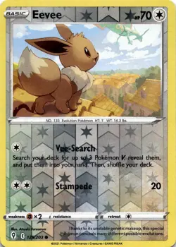 EEVEE 125/203 C EVOLVING SKIES POKEMON REVERSE HOLO MP - Image 1