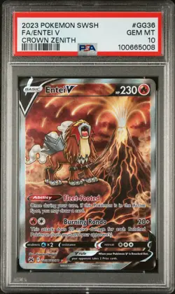 2023 POKEMON SWORD & SHIELD CROWN ZENITH #GG36 FULL ART/ENTEI V PSA 10 - Image 1