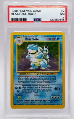 Blastoise Holo Rare 2/102 Pokemon Base Set 1999 English PSA 7 Near Mint - Image 1