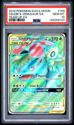 Pokemon PSA 10 Celebi & Venusaur GX 159/181 Sun & Moon Team Up Full Art Mint - Image 3