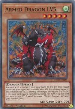 Yugioh Armed Dragon LV5 LED2-EN026 Common 1st Edition NM x3 Play Set - Image 1