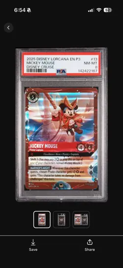 Mickey Mouse 2025 Disney Lorcana Disney Cruise promo #13 PSA 8 ￼ - Image 1