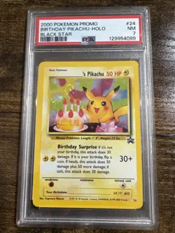 Pokemon Happy Birthday Pikachu Black Star Promo 24 PSA 7 English Original 2000 - Image 1