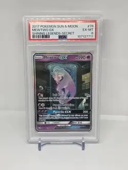 2017 POKEMON SUN & MOON SHINING LEGENDS SECRET 78/73 MEWTWO GX PSA 6 MEWTUBE - Image 1