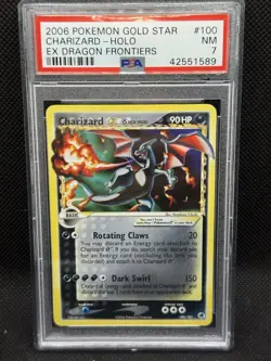 2006 Charizard Gold Star Holo #100/101 Pokemon EX Dragon Frontiers PSA 7 NM - Image 1