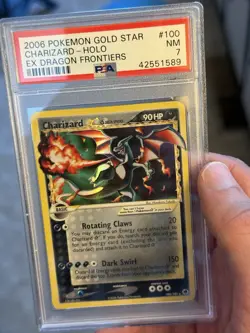 2006 Charizard Gold Star Holo #100/101 Pokemon EX Dragon Frontiers PSA 7 NM - Image 3