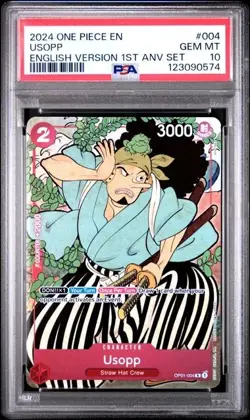 One Piece TCG - Usopp OP01-004 1st Anniversary English PSA 10 - Image 1