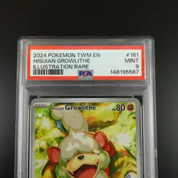 PSA 9 Hisuian Growlithe 181/167 Twilight Masquerade Holo Graded Pokemon Card - Image 2