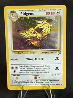 Pokemon TCG Pidgeot Base Set 2 Holo Unlimited Rare Card 14/130 LP Condition - Image 1