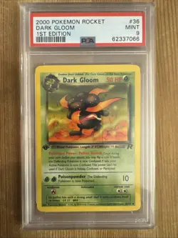 Dark Gloom 36/82 1st Edition Team Rocket Uncommon Pokemon Card WOTC PSA 9 - Image 1