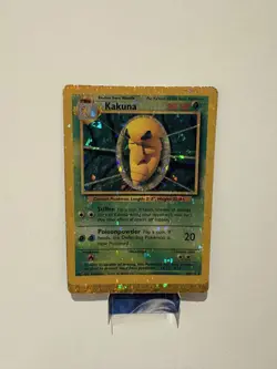 Kakuna 33/102 HOLO Prism Vintage Pokemon Base Set Vending Golden Sticker Card - Image 1
