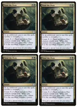 MTG: 4 x Tend the Pests (Playset) & 4 x Pest Tokens - Strixhaven (STX) - M/NM - Image 1