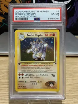 2000 POKEMON GYM HEROES HOLO-1ST ED #2 BROCK'S RHYDON PSA 6 - Image 1