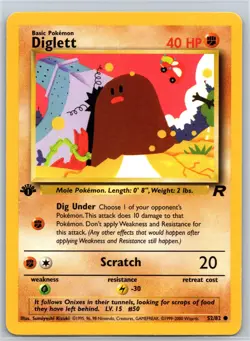 Diglett 52/82 C Team Rocket 1st Edition LP Pokemon - Image 1