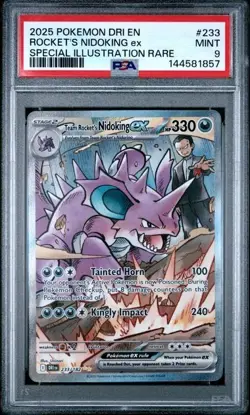 Pokemon 2025 Team Rocket's Nidoking ex 233 SIR Destined Rivals PSA 9 - Image 1