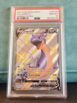 2021 Pokemon Lapras V Full Art Shining Fates SWSH #SV110 PSA 10 Gem Mint RARE - Image 1