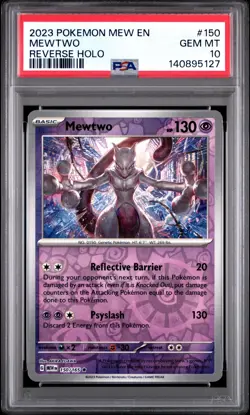 2023 POKEMON MEW EN-151 REVERSE HOLO #150 MEWTWO PSA 10 Gem Mint [LOW POP] - Image 1