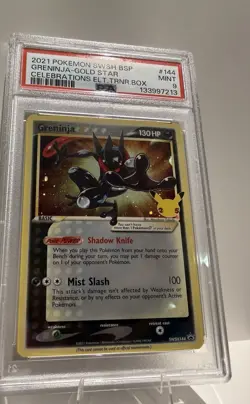 2021 Pokemon Celebrations Greninja Gold Star SWSH144 #144 PSA 9 Mint ETB Promo - Image 3