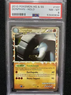 2010 Pokemon HeartGold & SoulSilver Donphan Holo 107/123 PSA 8 NM-MT - Image 1